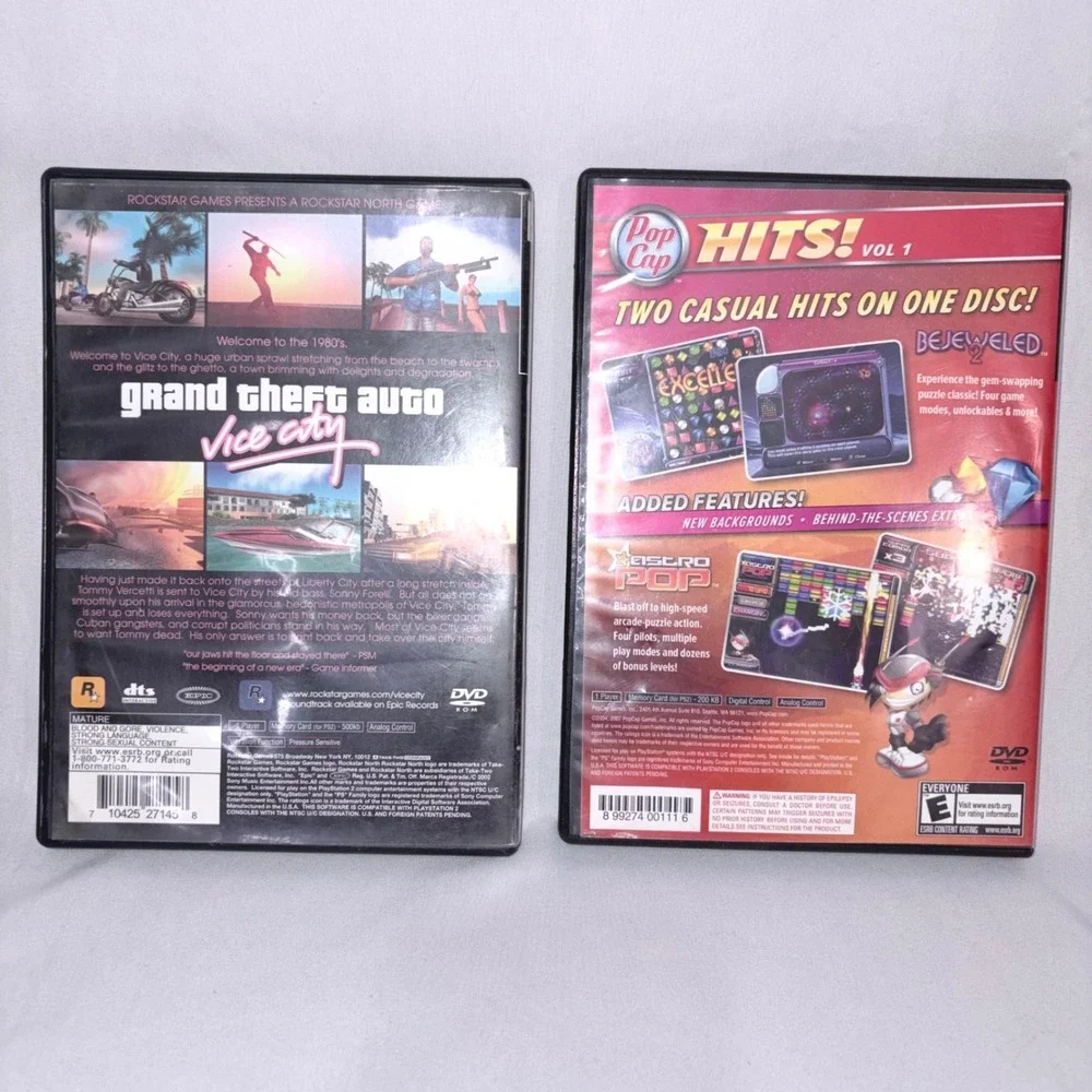 PS2 Games GTA Vice City Bejeweled 2 Astro Pop Bundle Black OS